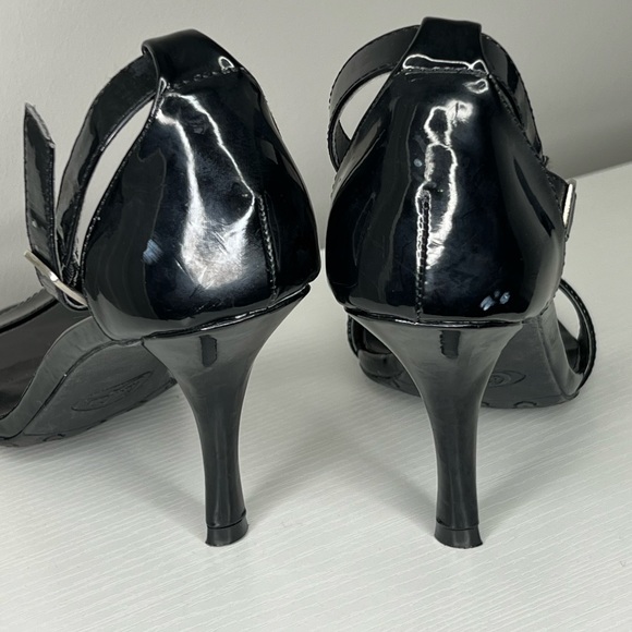 Candie’s patent leather look strappy heels. Size 8. 3 1/2” inch stiletto heel. - Picture 5 of 5